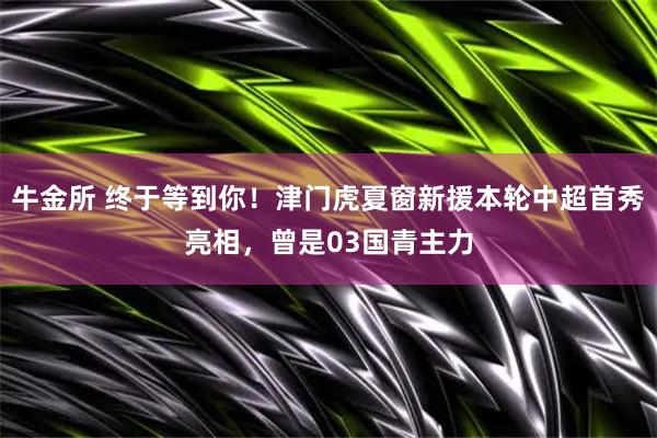 牛金所 终于等到你！津门虎夏窗新援本轮中超首秀亮相，曾是03国青主力