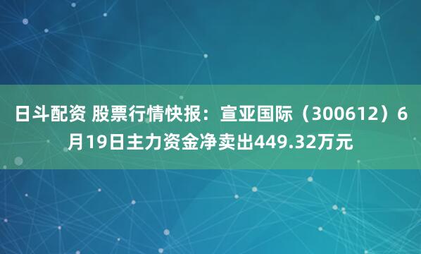 日斗配资 股票行情快报：宣亚国际（300612）6月19日主力资金净卖出449.32万元